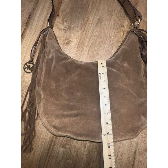 Michael Kors Suede Handbag Brown western Fringe Hobo Shoulder Boho Purse - Picture 4 of 16